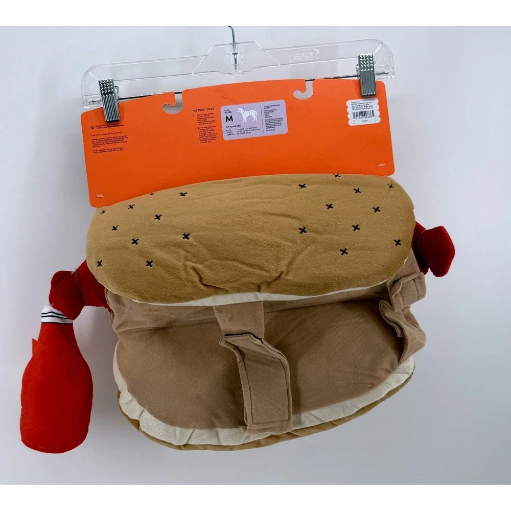 Boots & Barkley Hot Dog Pet Costume & Toy Set Medium Brown Red Mustard